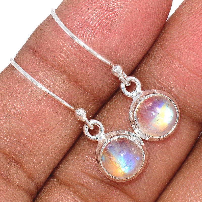 1" Rainbow Moonstone Earrings - MONE2876