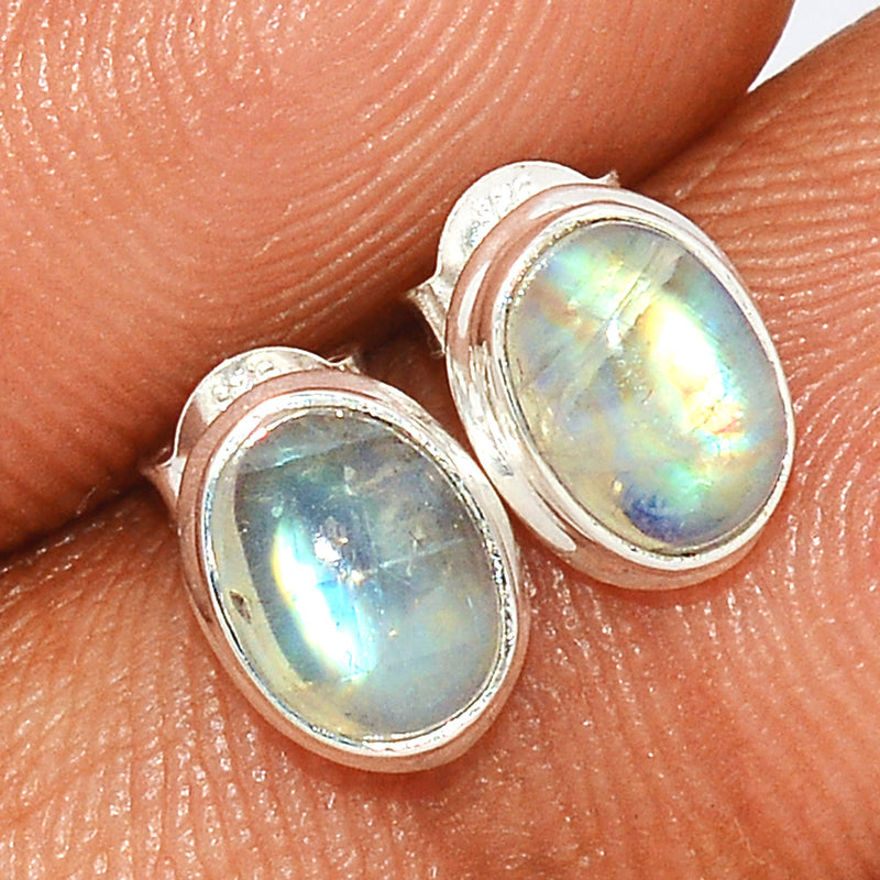 Rainbow Moonstone Studs - MONS1019