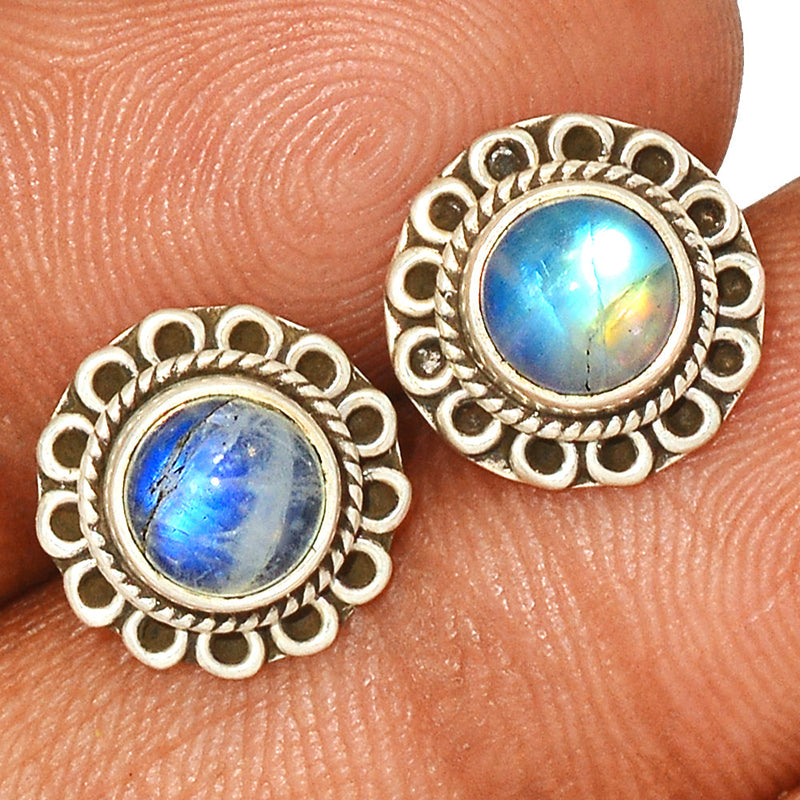 Rainbow Moonstone Studs - MONS1159