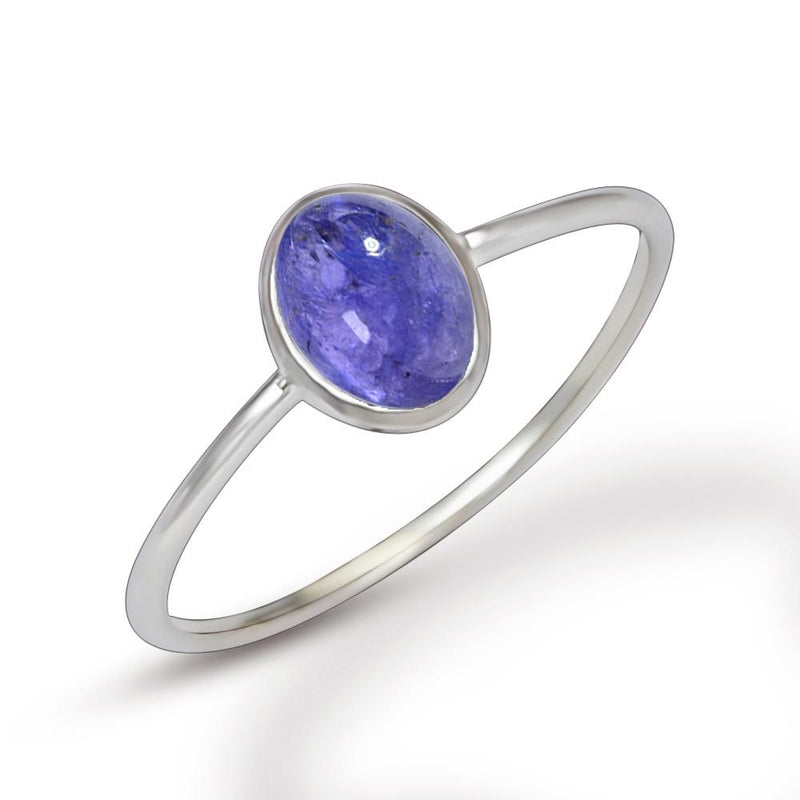 7*5 MM Oval - Tanzanite Cabochon Ring - CB-R801TNZ Catalogue