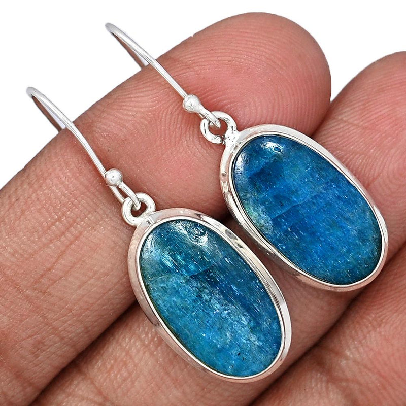 1.6" Neon Blue Apatite Cab Earrings - NACE106