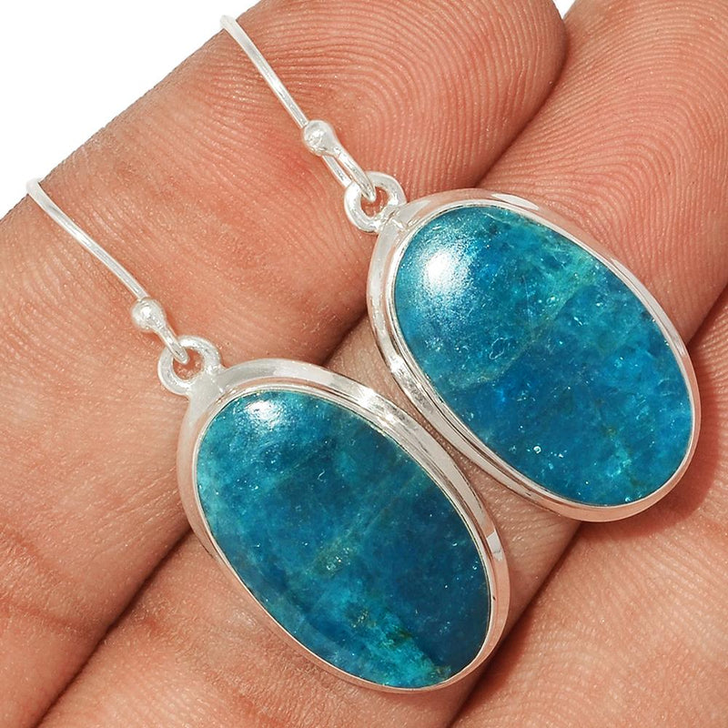 1.5" Neon Blue Apatite Cabochon Earrings - NACE114
