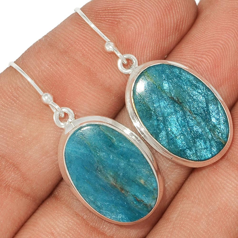1.5" Neon Blue Apatite Cabochon Earrings - NACE121