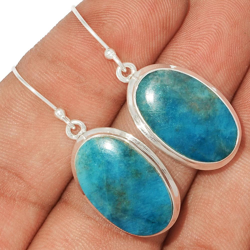 1.5" Neon Blue Apatite Cabochon Earrings - NACE127