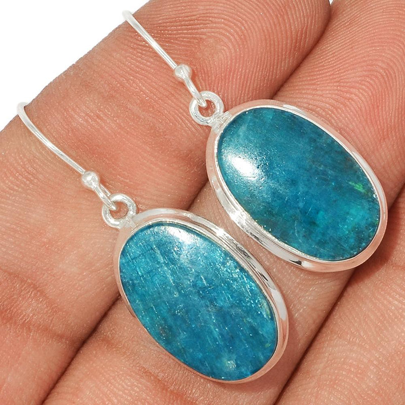 1.5" Neon Blue Apatite Cabochon Earrings - NACE131