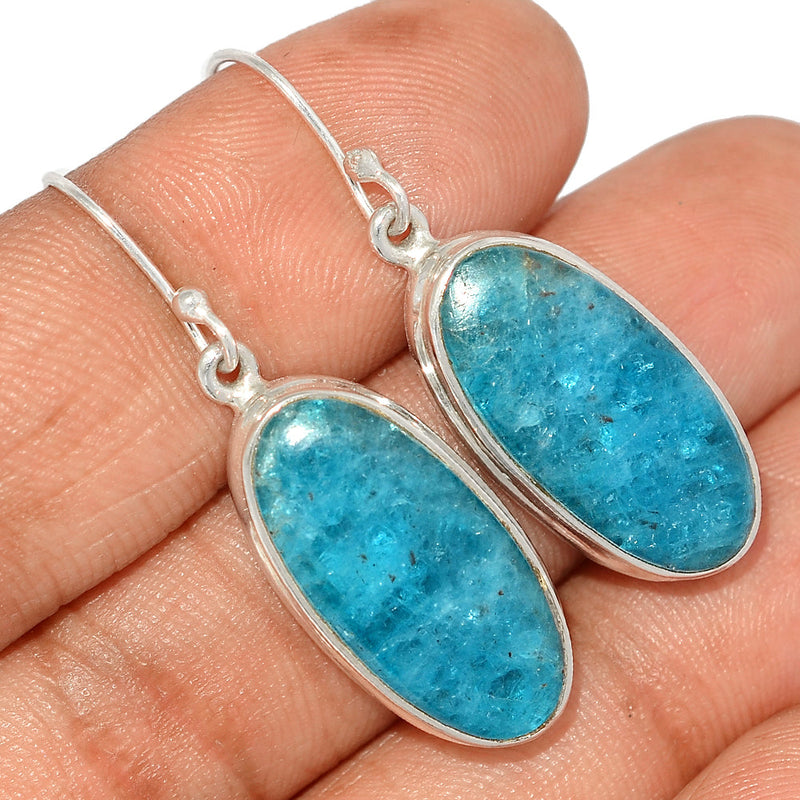 1.6" Neon Blue Apatite Cabochon Earrings - NACE226