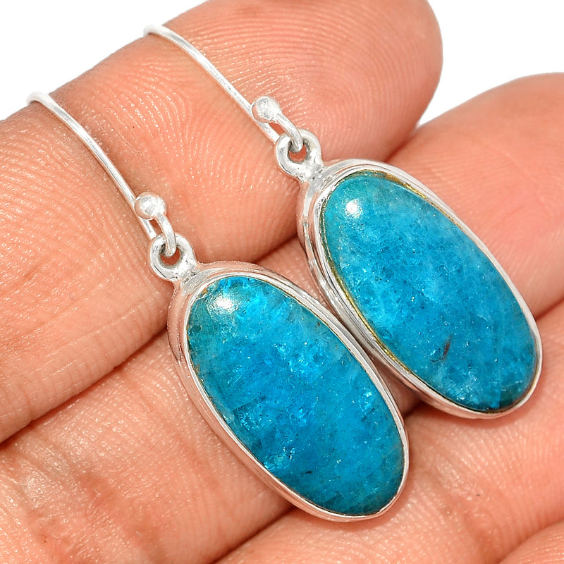 1.6" Neon Blue Apatite Cabochon Earrings - NACE229