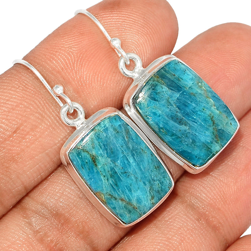 1.5" Neon Blue Apatite Cabochon Earrings - NACE233