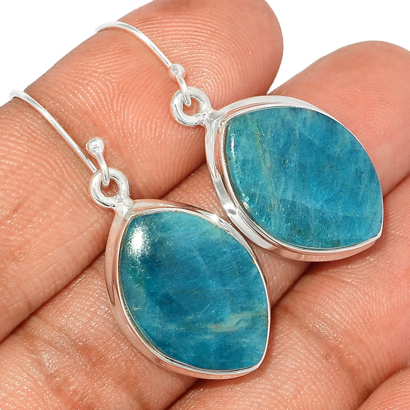 1.5" Neon Blue Apatite Cabochon Earrings - NACE236