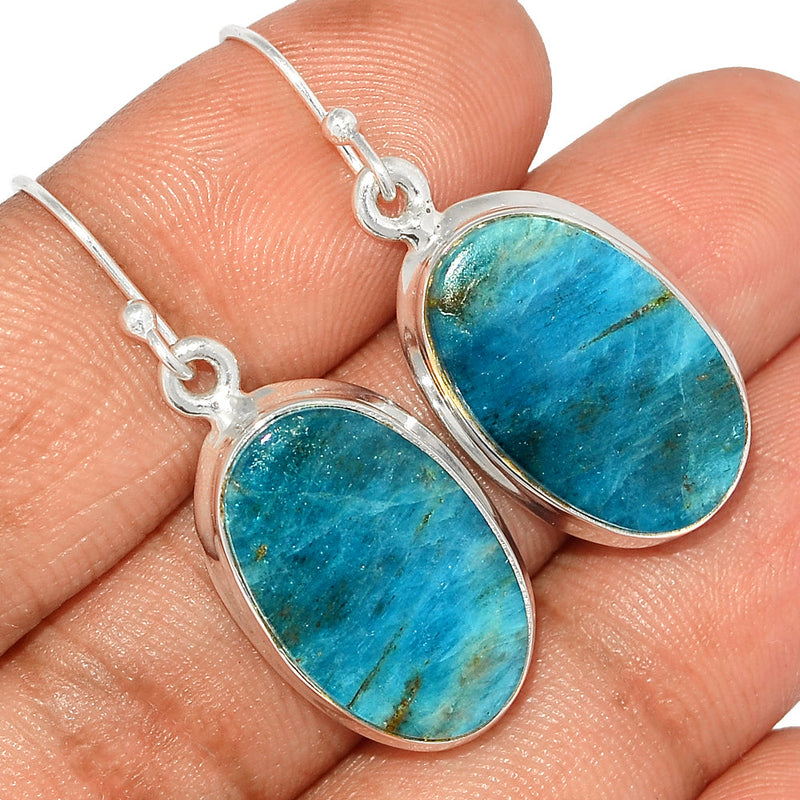 1.6" Neon Blue Apatite Cabochon Earrings - NACE240