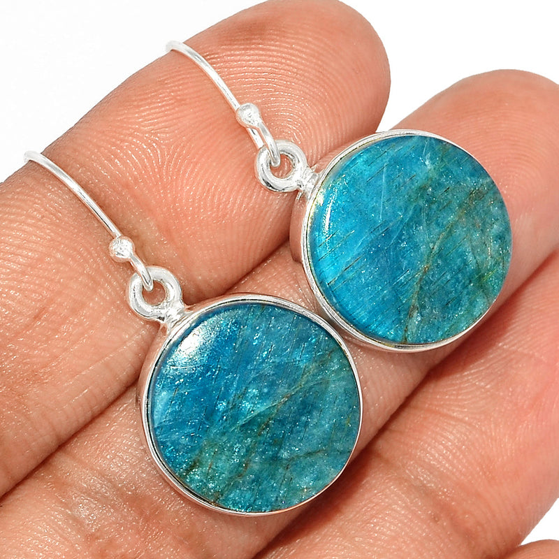 1.3" Neon Blue Apatite Cabochon Earrings - NACE242