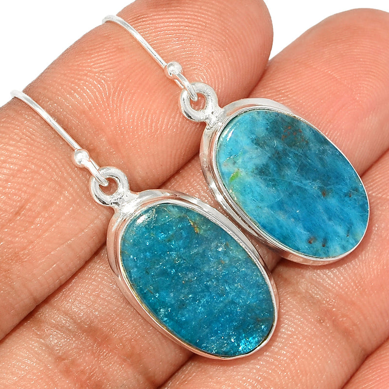 1.5" Neon Blue Apatite Cabochon Earrings - NACE244