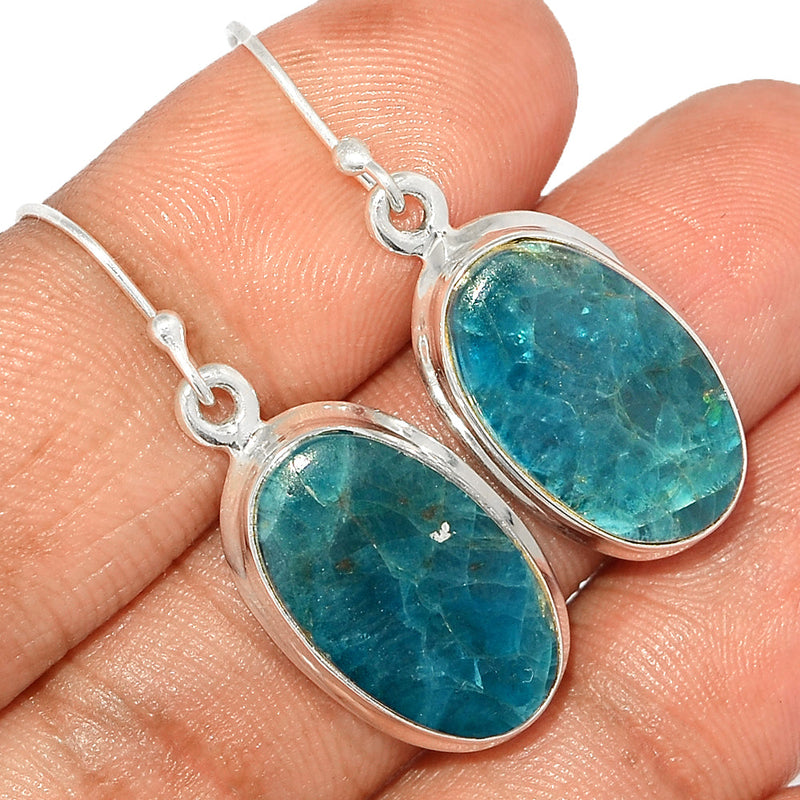 1.5" Neon Blue Apatite Cabochon Earrings - NACE252