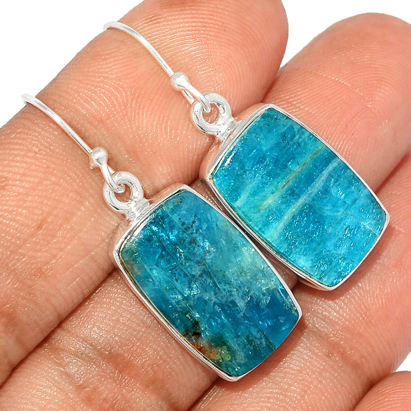 1.5" Neon Blue Apatite Cabochon Earrings - NACE255