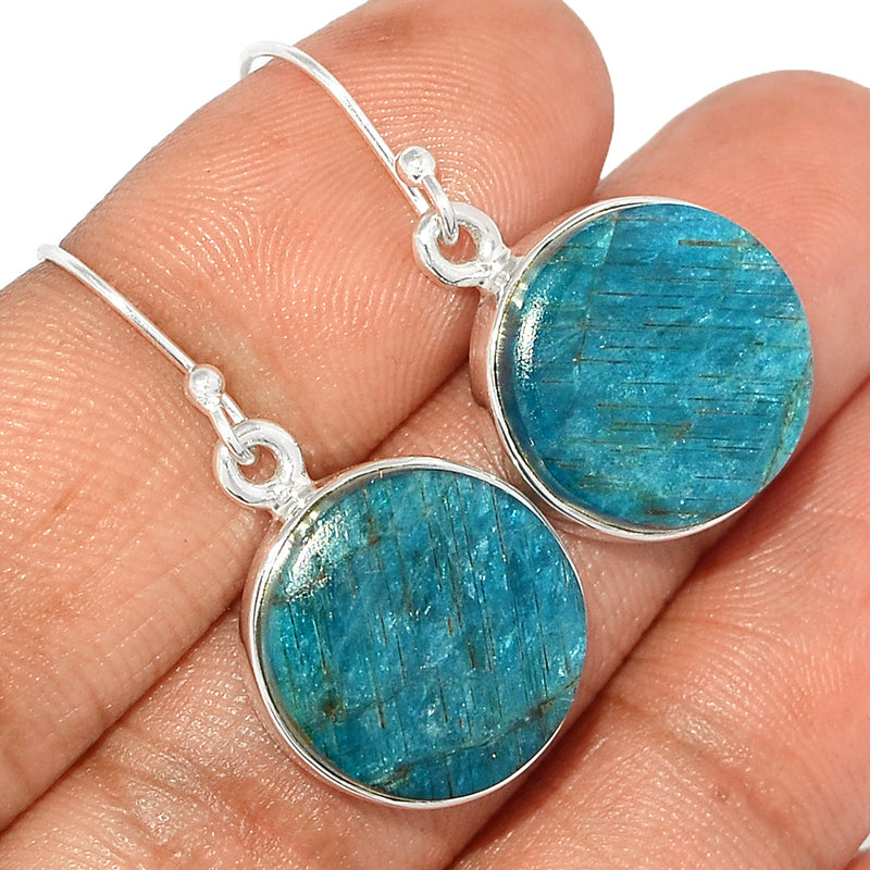 1.3" Neon Blue Apatite Cabochon Earrings - NACE260