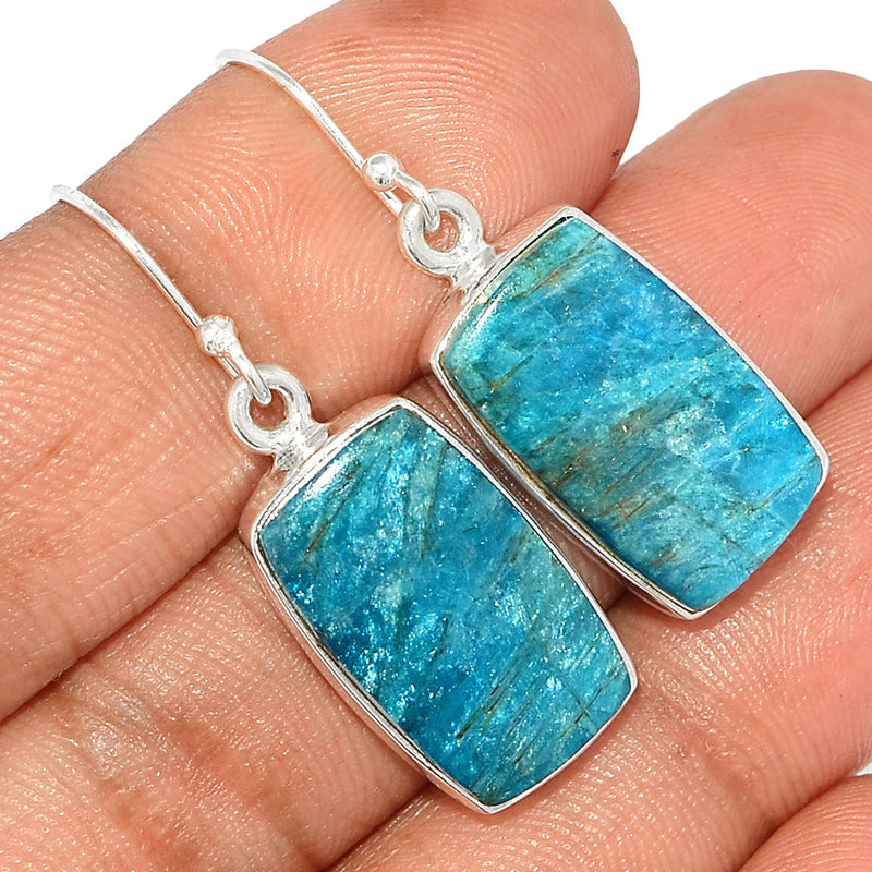 1.5" Neon Blue Apatite Cabochon Earrings - NACE263