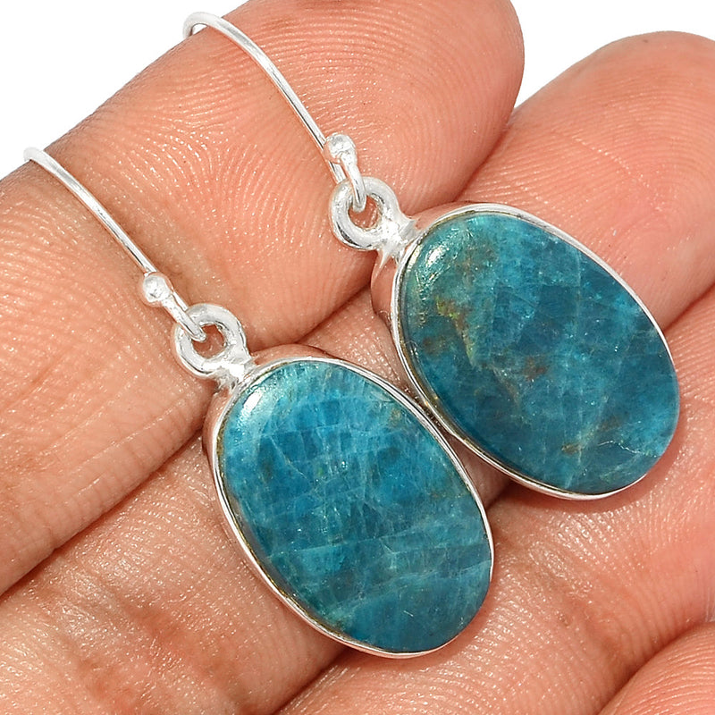 1.5" Neon Blue Apatite Cabochon Earrings - NACE265