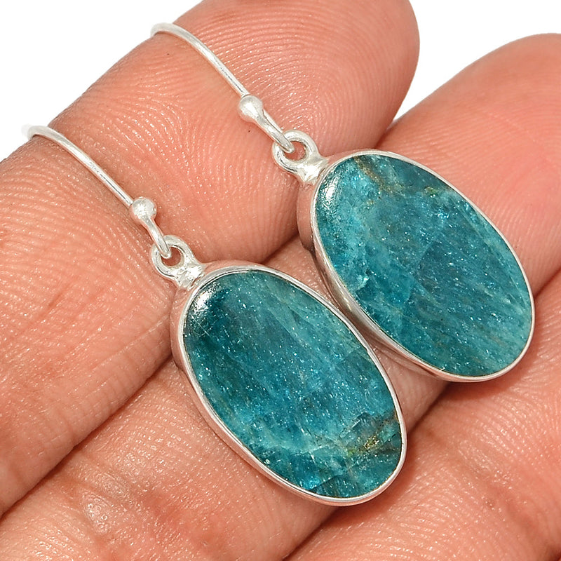 1.5" Neon Blue Apatite Cabochon Earrings - NACE272