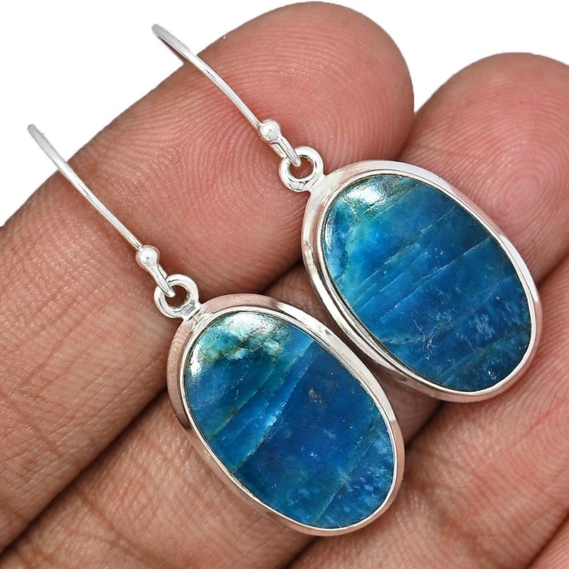 1.6" Neon Blue Apatite Cab Earrings - NACE72
