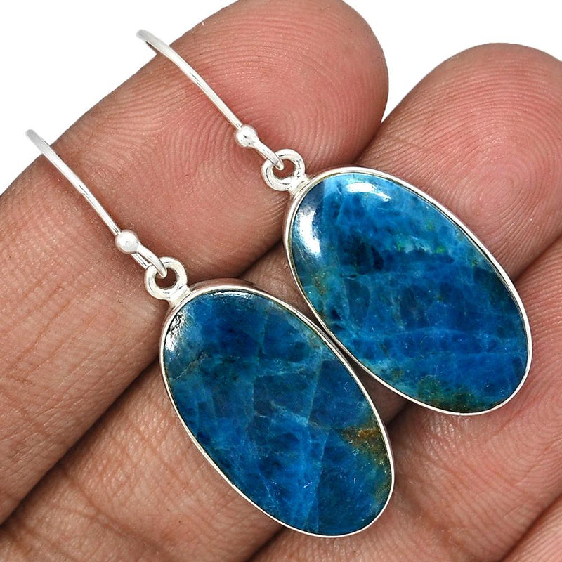 1.6" Neon Blue Apatite Cab Earrings - NACE91