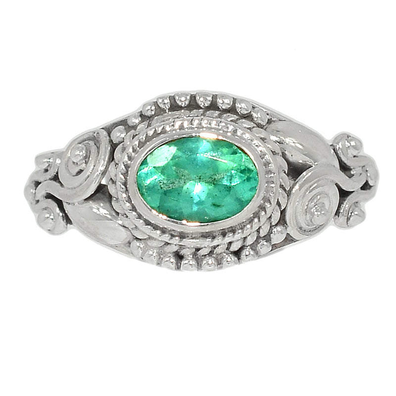 Small Filigree - Neon Blue Apatite Faceted Ring - NBFR10