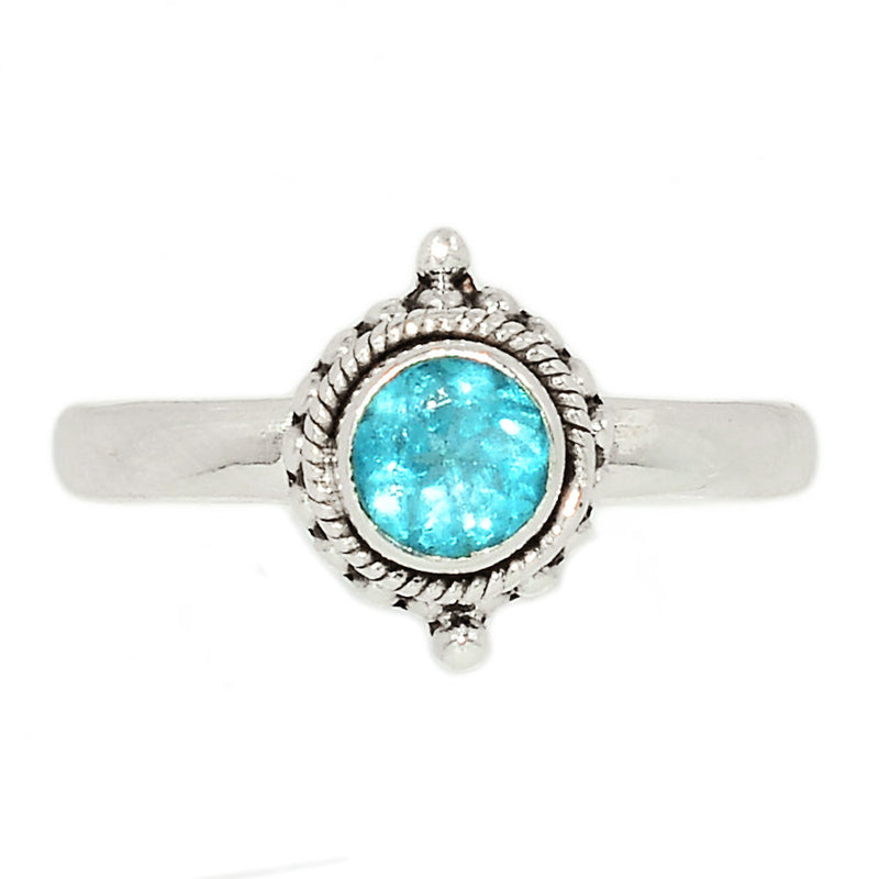 Small Filigree - Neon Blue Apatite Faceted Ring - NBFR49