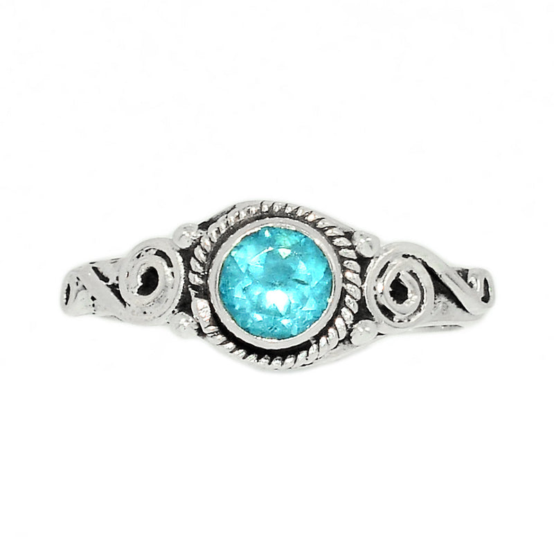 Small Filigree - Neon Blue Apatite Faceted Ring - NBFR52