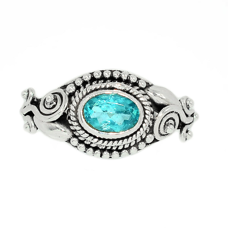 Small Filigree - Neon Blue Apatite Faceted Ring - NBFR54