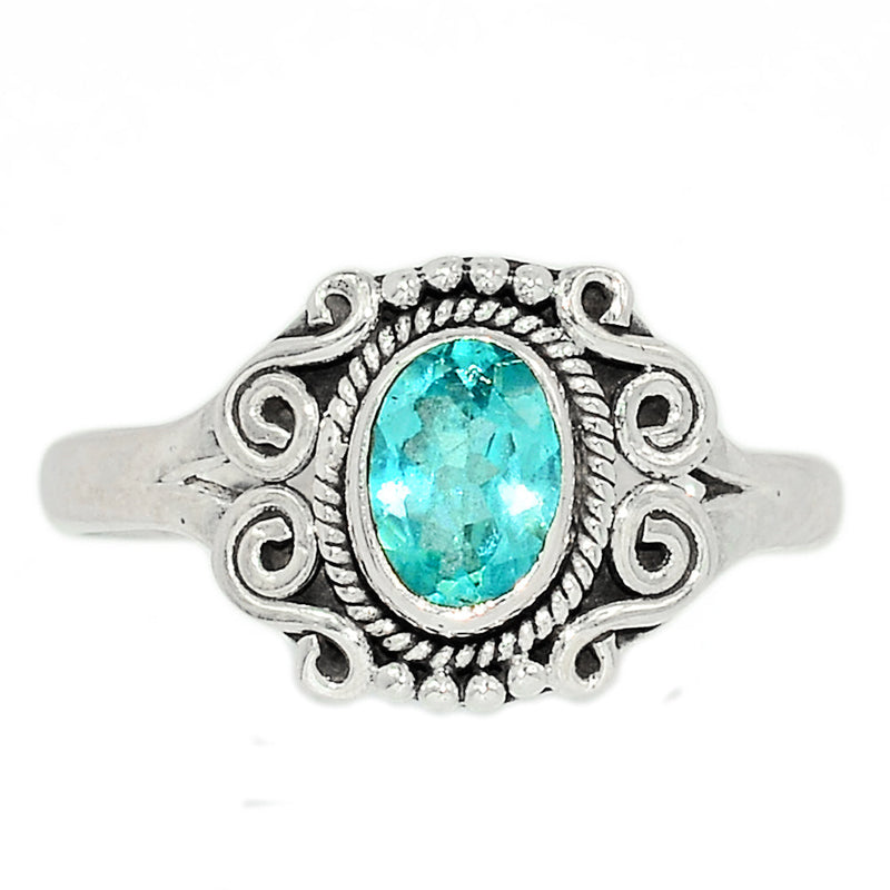 Small Filigree - Neon Blue Apatite Faceted Ring - NBFR55