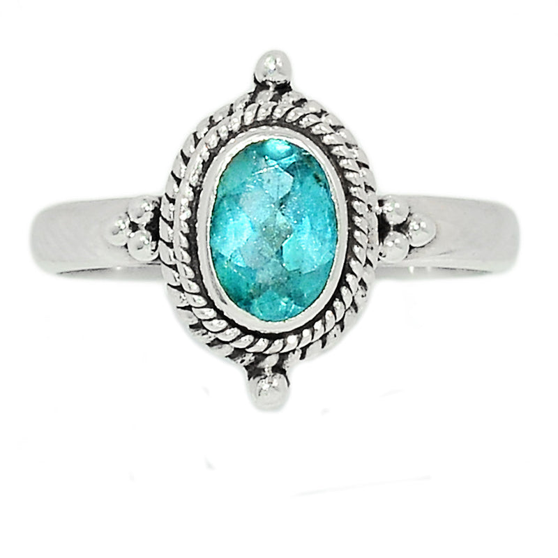 Small Filigree - Neon Blue Apatite Faceted Ring - NBFR56
