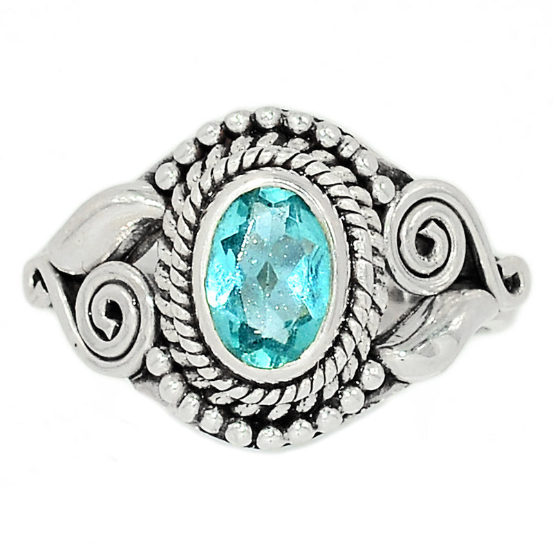 Small Filigree - Neon Blue Apatite Faceted Ring - NBFR58