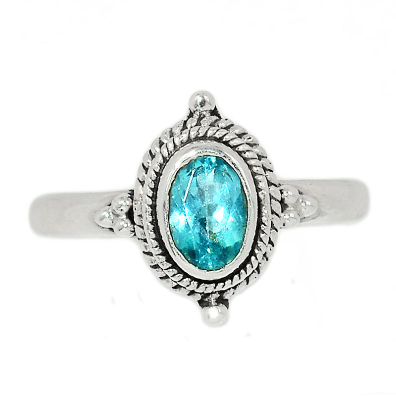 Small Filigree - Neon Blue Apatite Faceted Ring - NBFR59