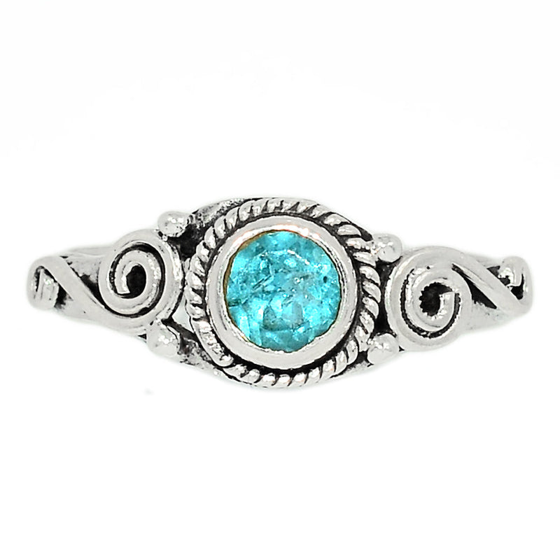 Small Filigree - Neon Blue Apatite Faceted Ring - NBFR61