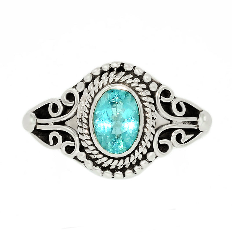 Small Filigree - Neon Blue Apatite Faceted Ring - NBFR62