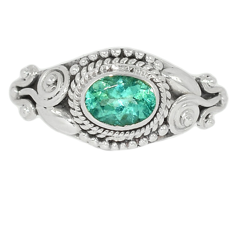 Small Filigree - Neon Blue Apatite Faceted Ring - NBFR6