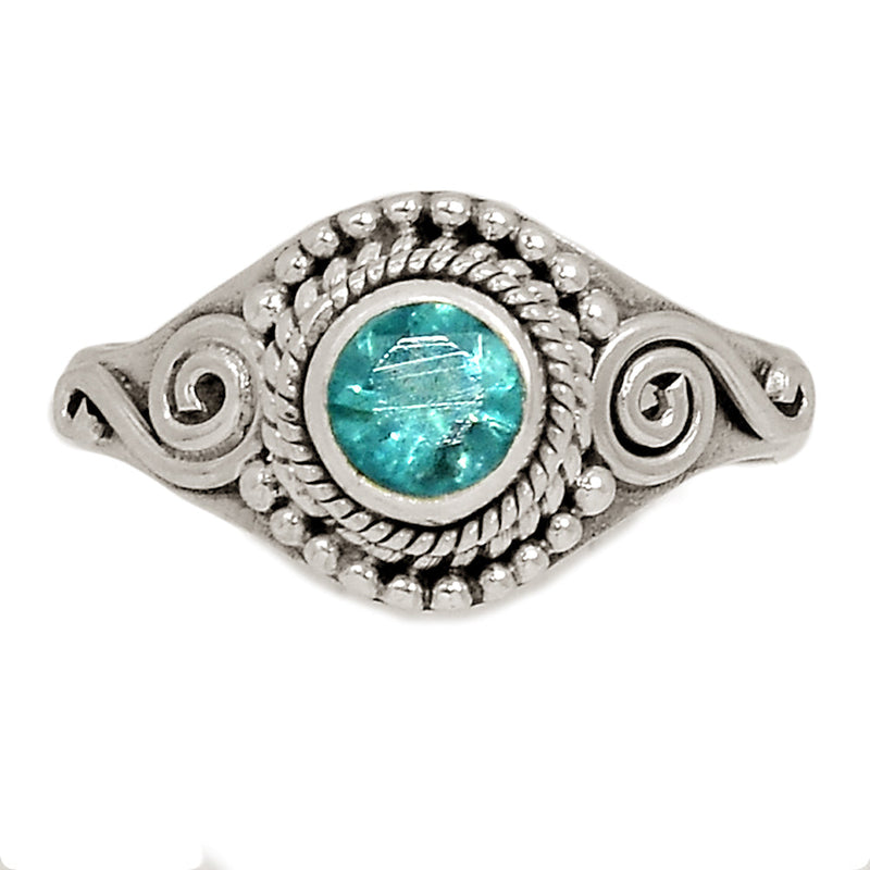 Small Filigree - Neon Blue Apatite Faceted Ring - NBFR96