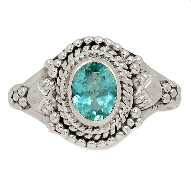 Small Filigree - Neon Blue Apatite Faceted Ring - NBFR99