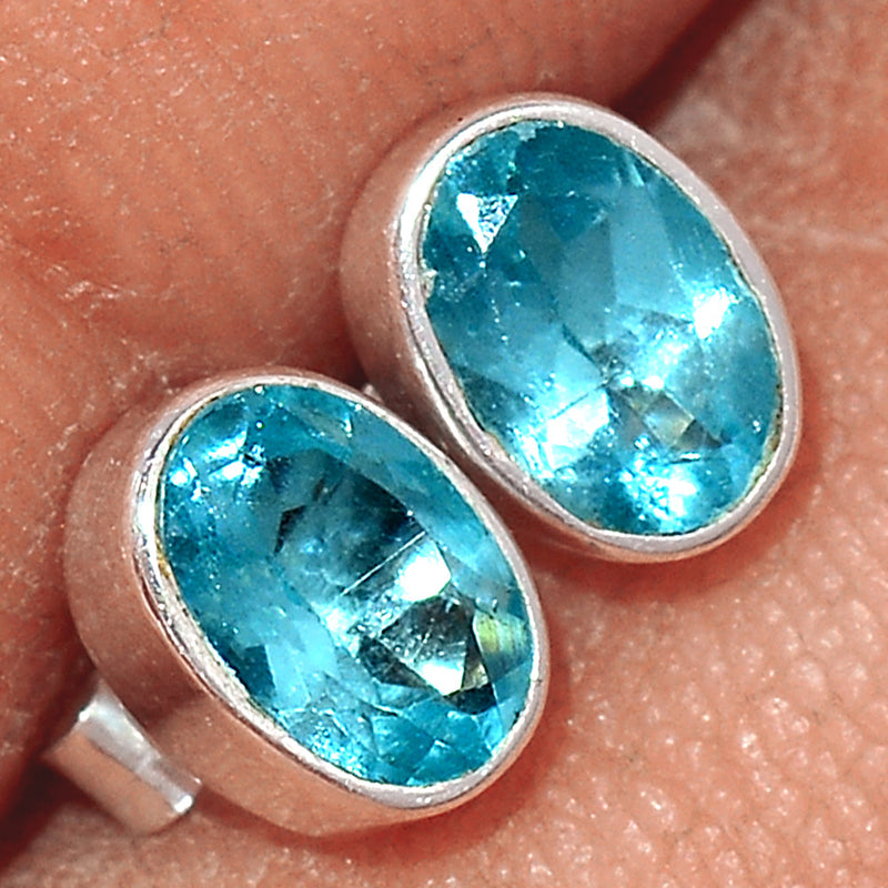 Neon Blue Apatite Faceted Stud - NBFS10