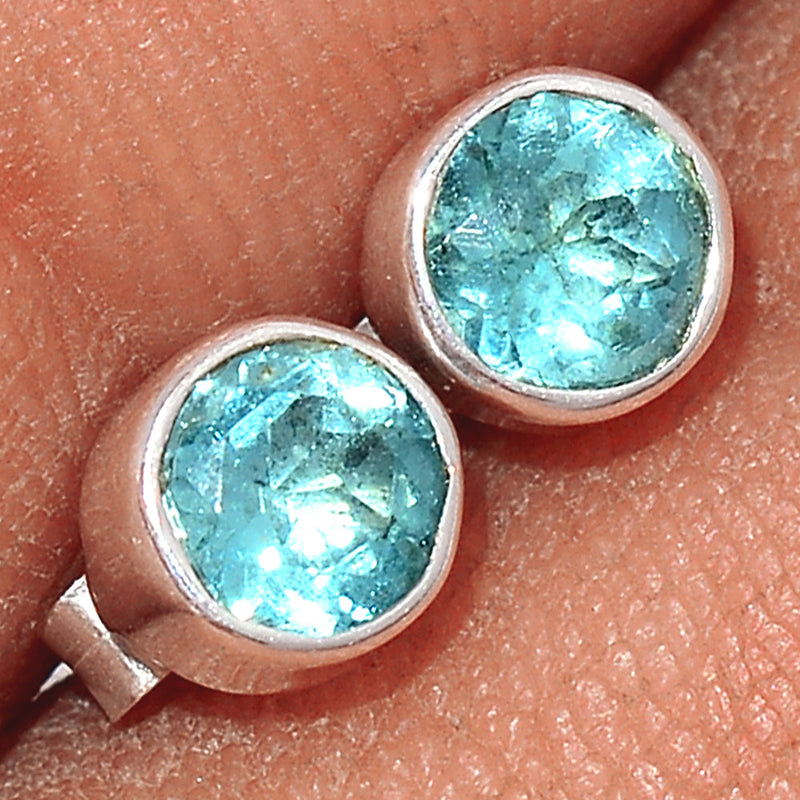 Neon Blue Apatite Faceted Stud - NBFS14