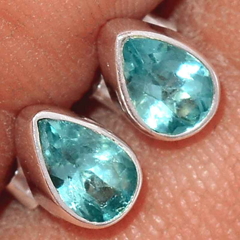 Neon Blue Apatite Faceted Stud - NBFS16