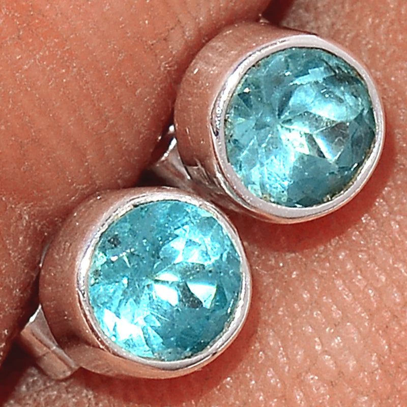 Neon Blue Apatite Faceted Stud - NBFS20