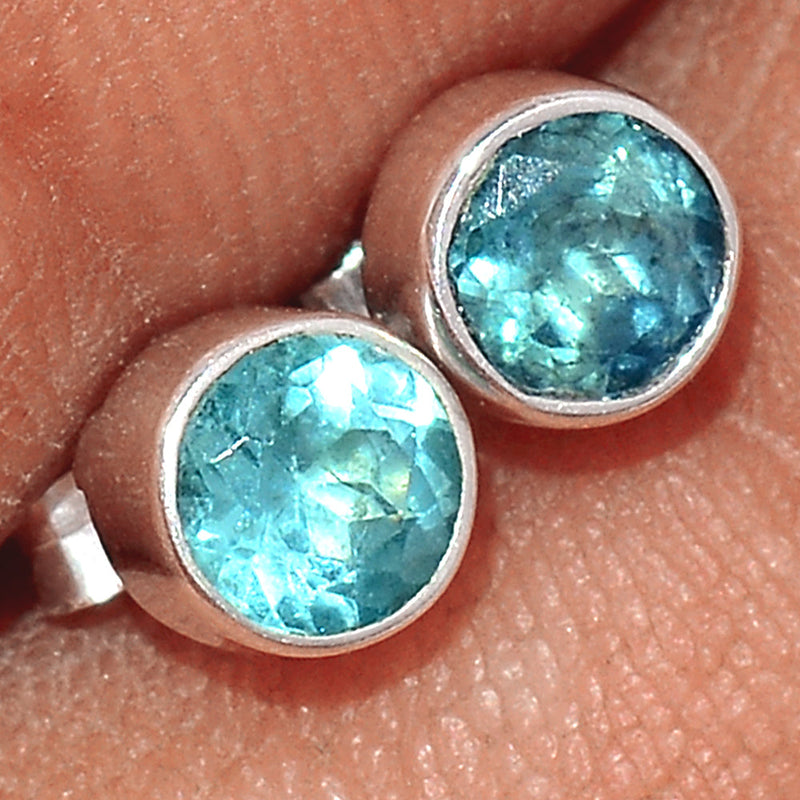 Neon Blue Apatite Faceted Stud - NBFS21
