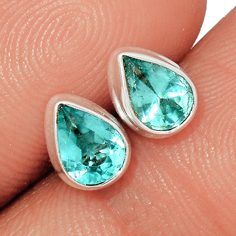 Neon Blue Apatite Faceted Studs - NBFS27
