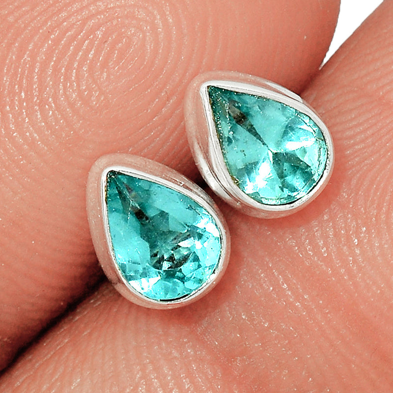 Neon Blue Apatite Faceted Studs - NBFS28