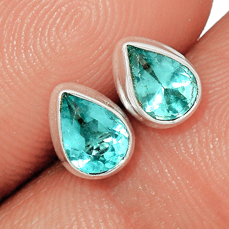 Neon Blue Apatite Faceted Studs - NBFS29