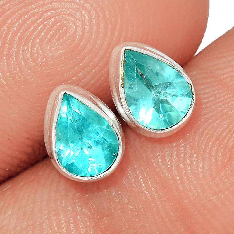 Neon Blue Apatite Faceted Studs - NBFS30