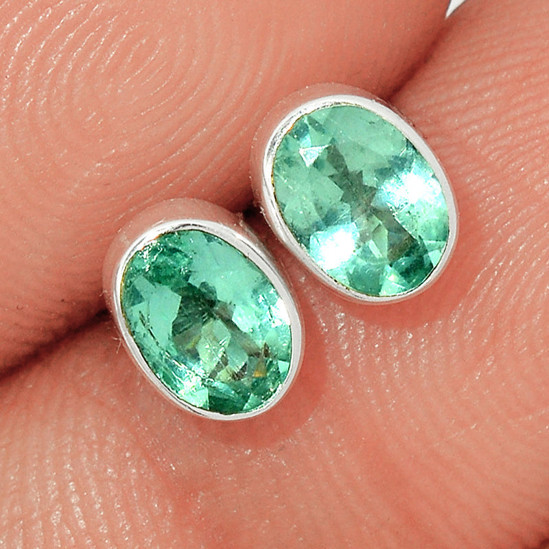 Neon Blue Apatite Faceted Studs - NBFS31