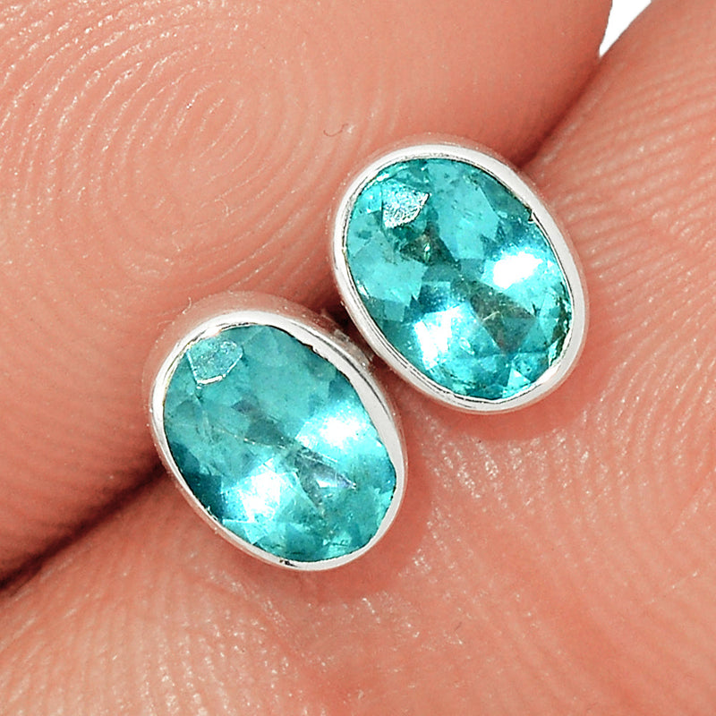 Neon Blue Apatite Faceted Studs - NBFS32