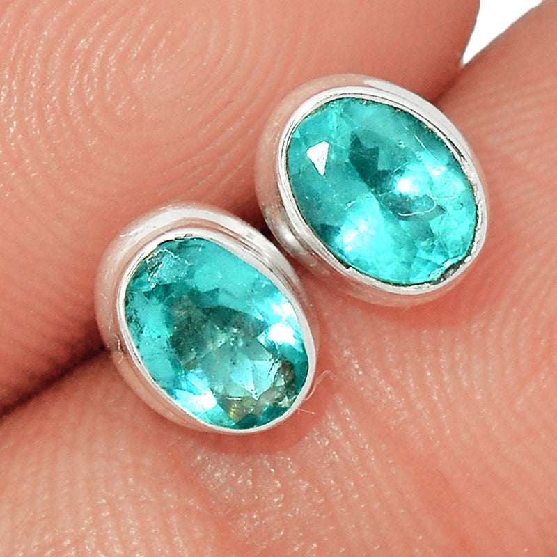 Neon Blue Apatite Faceted Studs - NBFS33
