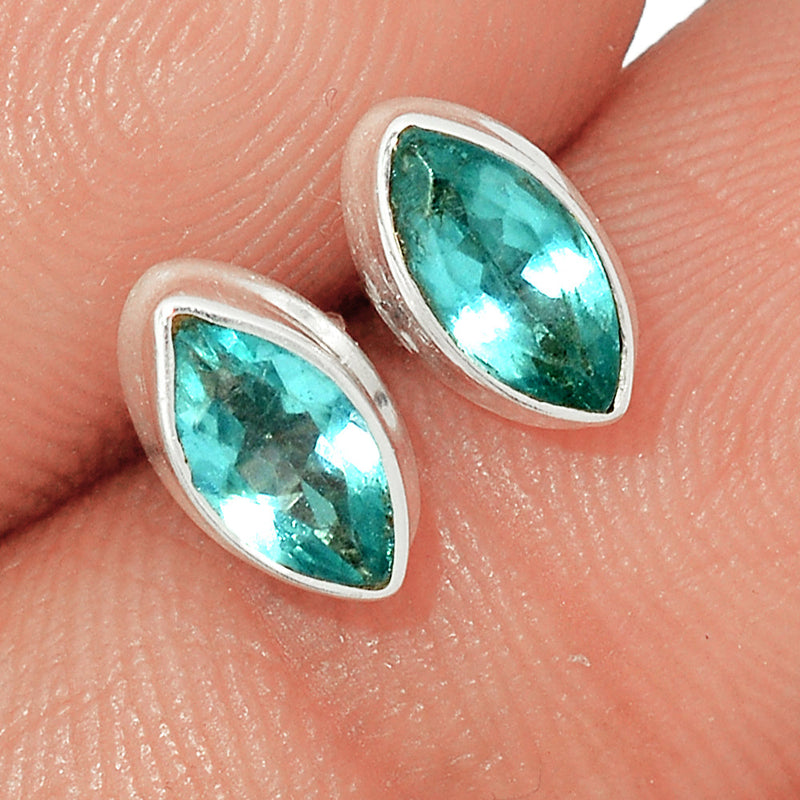 Neon Blue Apatite Faceted Studs - NBFS35